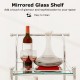 Tempered glass shelf of a kitchen rolling bar cart, featuring a metal frame, ideal for restaurants and hotels.