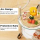 Kitchen rolling bar cart with tempered glass shelves, featuring protective rails and an elegant arc design for.