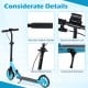 Kick scooter with anti-slip foldable handles, secure handlebar lock, and robust metal frame for safe riding.