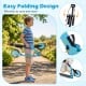 Foldable blue kick scooter for kids and teens features large light-up wheels and adjustable handlebars for safe riding.
