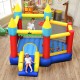 Colorful kid's inflatable bouncer with jumping area, slide, and mesh walls, perfect for outdoor play and fun.