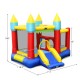 Kid's inflatable bouncer with slide, mesh walls, and vibrant colors, perfect for outdoor play and entertainment.