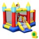 Colorful kid's inflatable bouncer with slide, mesh walls, and 480W blower, perfect for outdoor fun and play.