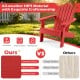 Kids Adirondack chair in red with tilted high backrest, made of all-weather HIPS material for outdoor use.