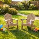 Kids Adirondack chairs in brown with tilted high backrest, perfect for outdoor relaxation in the backyard.