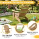 Kids Adirondack chair in brown with tilted high backrest and widened armrests, perfect for outdoor relaxation.