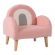 Kids armchair in pink teddy fleece with ergonomic backrest and armrests, perfect for home or kindergarten use.
