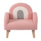 Kids armchair in pink with ergonomic backrest and armrests, covered in soft teddy fleece for comfort and support.