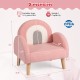 Kids armchair in pink with comfy backrest and armrests, made of soft teddy fleece, ideal for children aged 3-5 years.