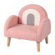 Kids armchair in pink with comfy backrest and armrests, covered in soft teddy fleece, perfect for home or kindergarten.