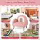 Kids armchair in pink with comfy backrest and armrests, perfect for living rooms, playrooms, and kindergartens.