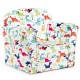 Kids sofa with colorful dinosaur pattern, perfect for reading and learning in a child-friendly bedroom.