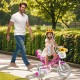 Kids bike with training wheels, dual brake system, and adjustable seat, perfect for 3-4 years old, in a park setting.