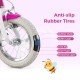 Close-up of the anti-slip rubber tire featuring a rubber outer and protective layer for enhanced safety on kids' bikes.