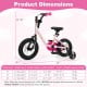 Kids bike in pink with 12-inch wheels, dual brake system, and detachable training wheels for ages 3-7 years.