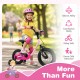 Kids bike in pink for ages 3-7, featuring training wheels, dual brakes, and ergonomic seat for safe riding.