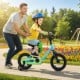 Kids bike with detachable training wheels, ergonomic seat, and dual brake system, perfect for outdoor fun and learning.