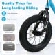 Close-up of the 12-inch kids bike tire showcasing quality rubber for shock absorption and wear resistance on various.