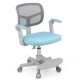 Blue kids desk chair featuring a mesh backrest, swivel seat, and wide footrest for enhanced comfort and ergonomic.