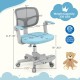 Kids desk chair in blue with adjustable height, armrests, and footrest for comfortable study sessions.