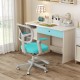 Kids desk chair with adjustable height, armrests, and footrest in green, designed for comfort and ergonomic support.