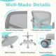 Kids desk chair features adjustable height, Y-shaped lumbar support, and universal wheels for easy movement.