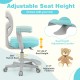 Kids desk chair with adjustable height, swivel seat, and footrest in green, designed for comfort and ergonomic support.
