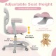 Kids desk chair in pink with adjustable seat height, swivel seat, and footrest for ergonomic comfort and support.