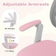 Adjustable armrest of a pink kids desk chair, featuring 90° rotation and 1.8" lifting for ergonomic comfort.