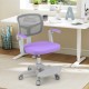 Purple kids desk chair with ergonomic mesh backrest and padded seat, ideal for promoting proper posture while studying.