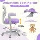 Kids desk chair in purple with adjustable height, swivel seat, and footrest for ergonomic comfort and growing kids.