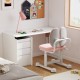 Kids study chair in pink with dual back support and adjustable height, perfect for comfortable studying and writing.