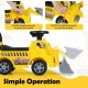 Kids digger ride-on truck showing the adjustable shovel mechanism for fun digging play, perfect for indoor and outdoor.