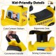 Kids Digger Ride on Truck with ergonomic seat, convenient handle, and cartoon stickers for fun indoor and outdoor play.