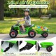 Kids electric ATV quad car in green with detachable trailer, designed for outdoor fun and motor skill development.