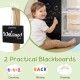 Kids grocery store playset with shopping cart, 2 blackboards for counting and drawing, and realistic cashier features.
