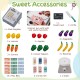 Kids grocery store playset with cash register, scanner, and various sweet accessories for imaginative role play.