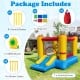 Kids inflatable bounce house with slide, made of PVC-coated Oxford, includes 550W blower and safety fence for outdoor.