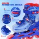 Kids inline skates in blue with adjustable buckles, laces, and light-up wheels for beginners aged 9-14.