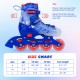 Kids inline skates in blue with light-up wheels, featuring adjustable size, breathable lining, and enhanced braking for.