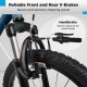 Close-up of the dual V-brakes on the Kids Mountain Bike, featuring a handbrake for easy stopping and safety.