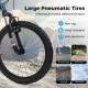 Large pneumatic tire of the Kids Mountain Bike, non-slip and wear-resistant, designed for various terrains and safety.