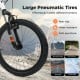 Large pneumatic tire of the Kids Mountain Bike, non-slip and wear-resistant, designed for various terrains and safety.
