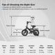 Kids mountain bike size guide showing wheel size, saddle height, and rider height for optimal fit and safety.