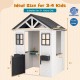 Kids outdoor playhouse with sink, crafted from spruce wood, ideal for 3-4 kids, featuring a half door and country-style.