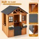 Kids outdoor playhouse with sink, crafted from premium spruce wood, featuring a half door and country-style design.