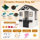 Kids outdoor playhouse with sink, wooden cottage design, includes 50 accessories for imaginative pretend cooking fun.