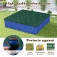 Kids outdoor sandbox with navy oxford cover, designed to protect sand and includes 4 corner seats for comfortable play.