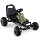 Green kids pedal go-kart featuring a high back seat and ergonomic design for comfort and safety during play.