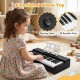 Kids piano keyboard in black with 30 keys and music stand, designed for beginners aged 3+, promotes creativity and.
